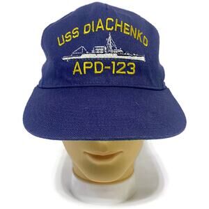 USS Diachenko APD-123 Ball Cap Hat Strapback Adjustable Blue and Gold